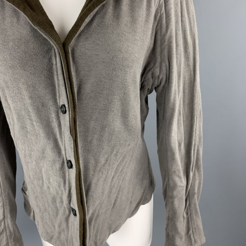 VOLGA VOLGA Size S Olive & Gray Textured Wool / Cotton Jersey Jacket