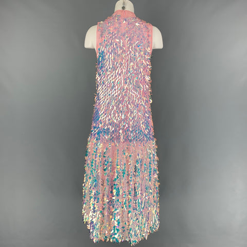 NEUBYRNE Size S Pink Silk Paillette A-Line Selena Dress