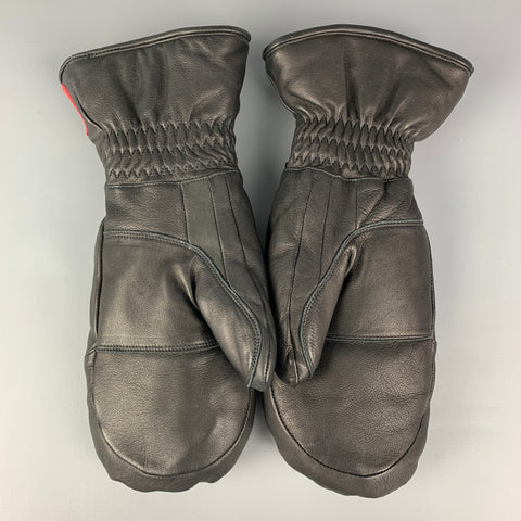 PRADA SPORT Size 6.5 Black Leather Mittens