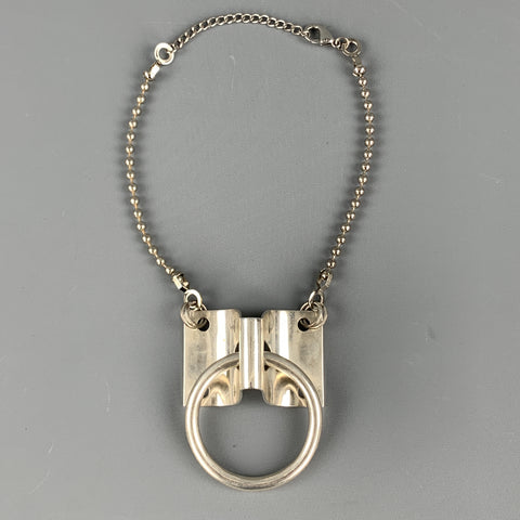 BOND HARDWARE Silver Tone Original Hinge Necktie Ball Necklace