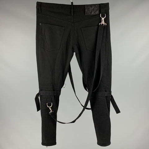 DSQUARED2 Size 36 Black Cotton Elastane Straps Bondage Casual Pants