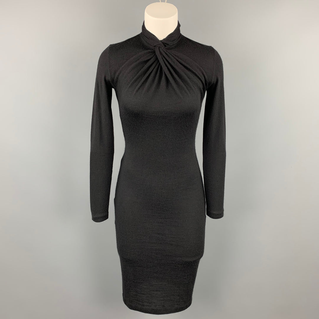 RALPH LAUREN Size S Black Knitted Cashmere High Collar Dress