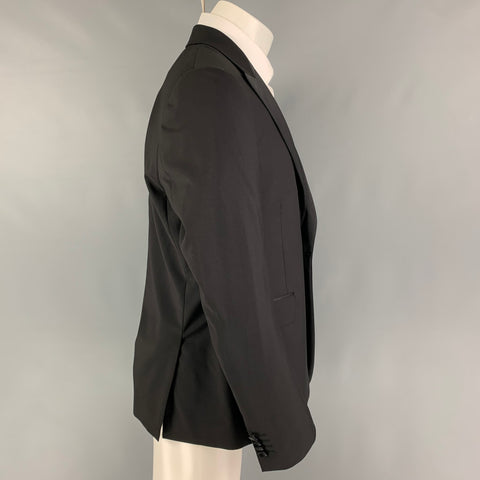 PAUL SMITH Size 40 Black Wool Mohair Tuxedo Sport Coat