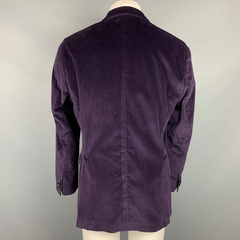 BOGLIOLI Size 42 Regular Purple & Black Velvet Cotton Sport Coat