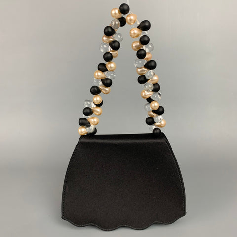 RENAUD PELLEGRINO Black Satin Beaded Evening Handbag