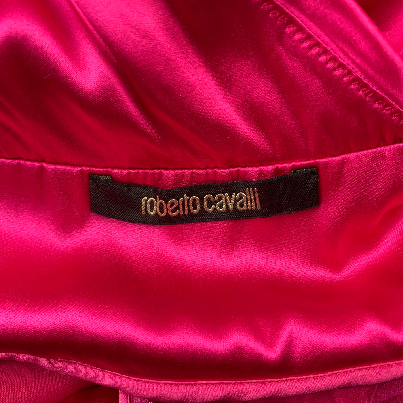ROBERTO CAVALLI Size 8 Fuchsia Satin Silk Sheath Cocktail Dress