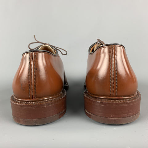 CHURCH'S Size US 11 / UK 10 B Tan Leather Contrast Stitch Leather Lace Up Shoes