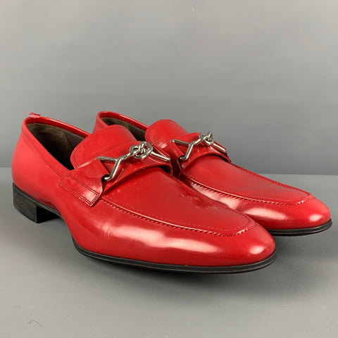 BALLY Size 10 Red Leather Slip On Loafers