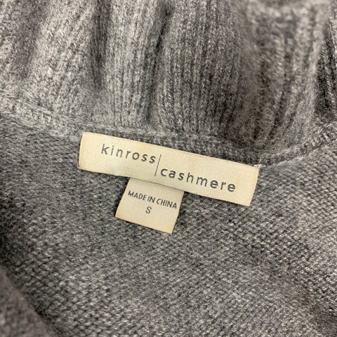 KINROSS Size S Grey Knitted Heather Cashmere Ruffled Cardigan