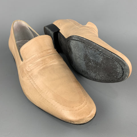 JEAN B. RAUTUREAU Size 10.5 Solid Natural Leather Slip On Loafers