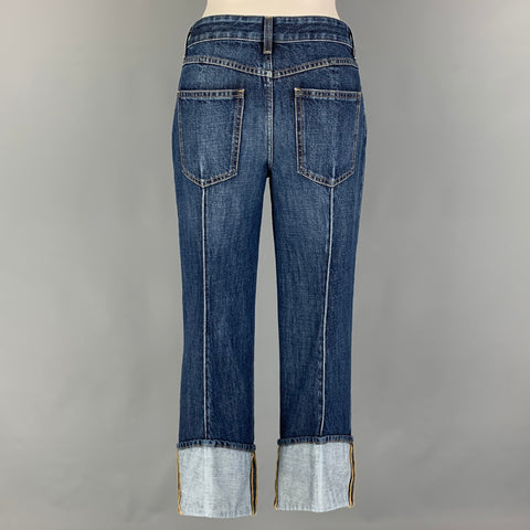 BOTTEGA VENETA Size 0 Blue Cotton Washed Cuffed Jeans