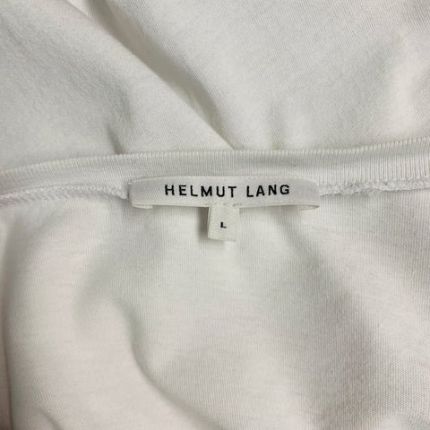 HELMUT LANG Size L White Pink Logo Cotton Crew Neck T-shirt
