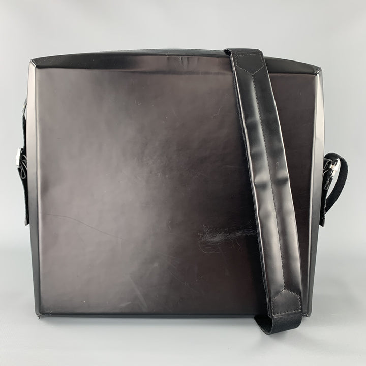 PAOLO IANTORNO Black Structured Leather Messenger Bag