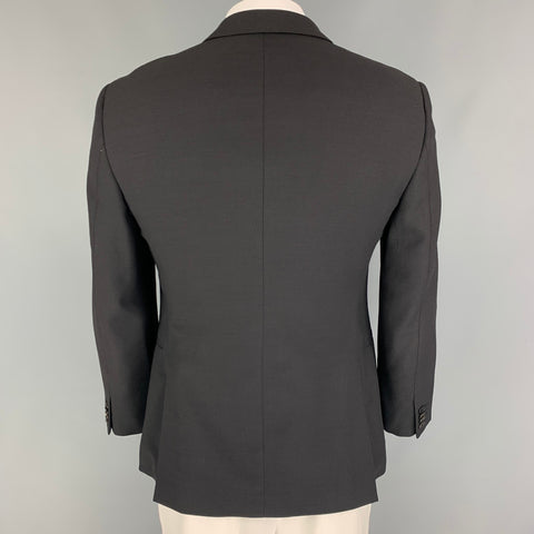 GIORGIO ARMANI Talla 40 Abrigo deportivo con solapa de muesca de lana de lana en espiga negro