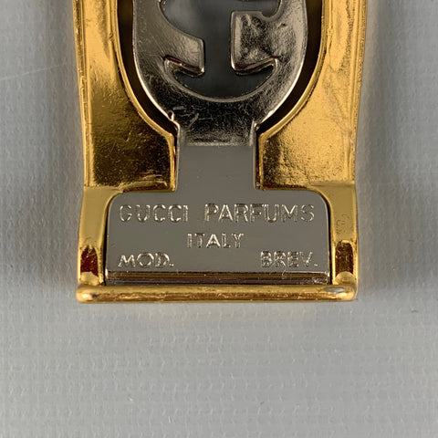 GUCCI Gold Silver Monogram Metal Belt Buckle