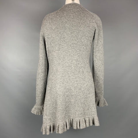 KINROSS Size S Grey Knitted Heather Cashmere Ruffled Cardigan