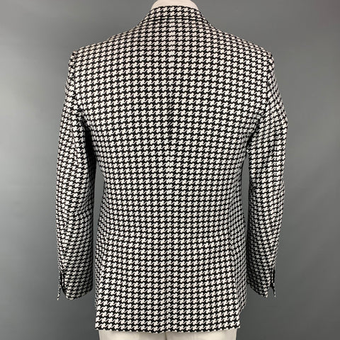 DSQUARED2 Talla 44 Abrigo deportivo de algodón / seda de pata de gallo blanco y negro