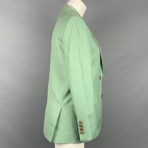 GUCCI Eschatology Taille S Veste surdimensionnée en viscose / lin mélangés vert à revers cranté