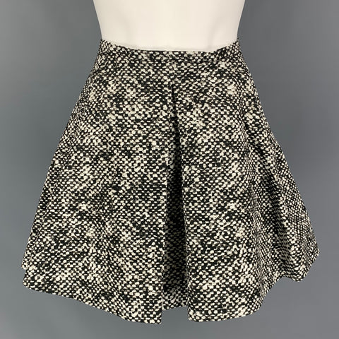 ROBERTO CAVALLI Size 2 Brown Cream Cotton Abstract Circle Skirt