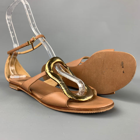 PIERRE HARDY Talla 9 Sandalias con adornos en tono dorado de cuero color canela