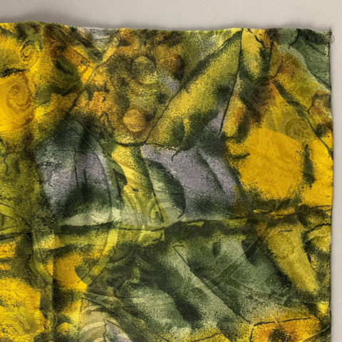 LUCIANO SOPRANI Green Blue/Yellow Silk Jacquard Pocket Square