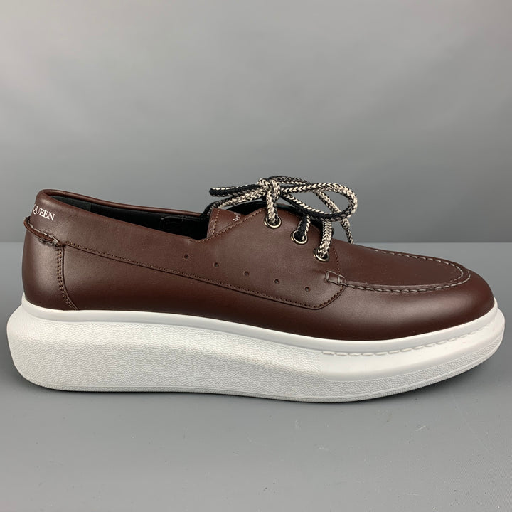 ALEXANDER MCQUEEN Size 11 Brown Solid Leather Lace Up Shoes