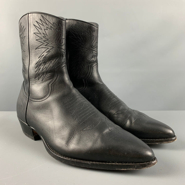 VALENTINO Size 10 Black Leather Western Boots
