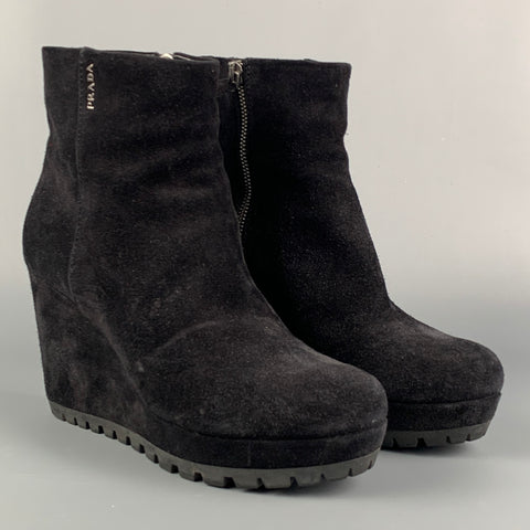 Botas de plataforma de cuero negro PRADA talla 7