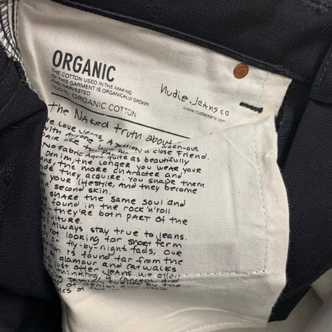 NUDIE JEANS Size 32 Black Cotton Slim Zip Fly Jeans