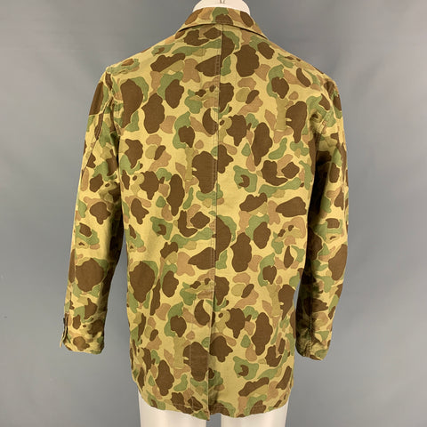 NEIGHBORHOOD Size XL Olive Brown Camo Cotton Notch Lapel Sport Coat