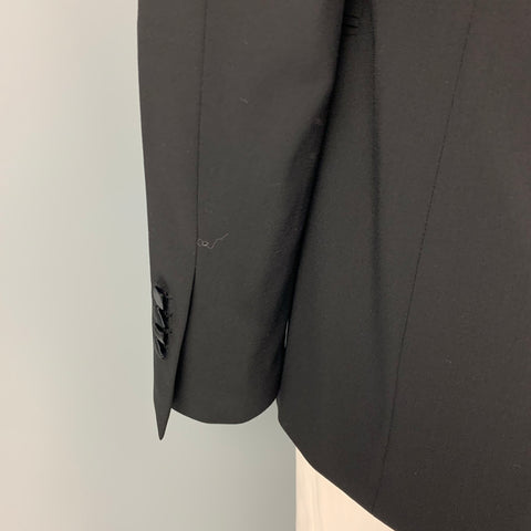 GIORGIO ARMANI Size 42 Black Metallic Peak Lapel Sport Coat