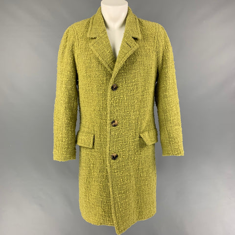 PAUL SMITH Size M Green Textured Wool Polyamide Notch Lapel Coat