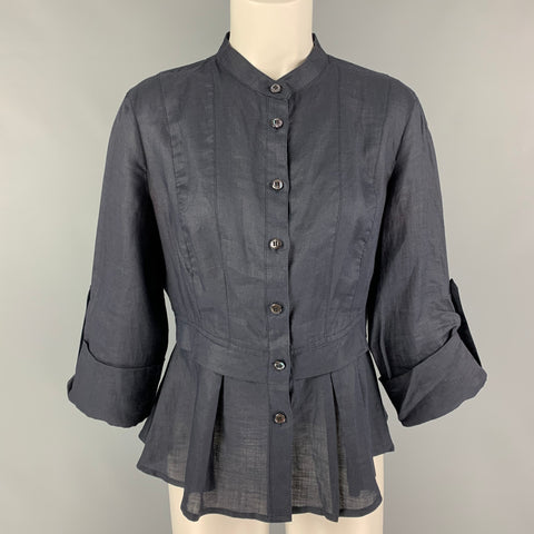 ARMANI COLLEZIONI Size 6 Navy Viscose Casual Top