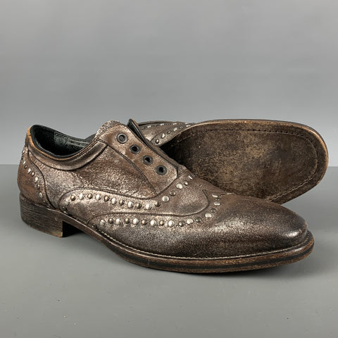 JOHN VARVATOS Size 9 Brown Distressed Leather Loafer Lace Up Shoes