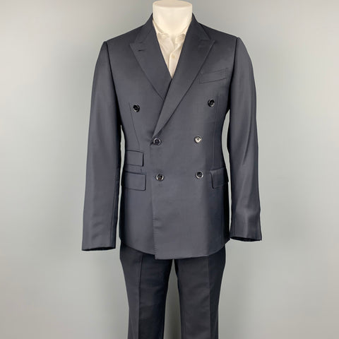 ERMENEGILDO ZEGNA Size 40 Navy Wool Double Breasted Custom Suit