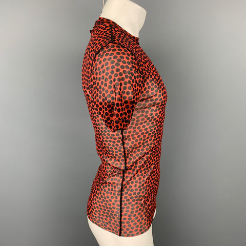 JEAN PAUL GAULTIER SOLEIL Size L Maroon & Black Dots Polyamide Crew-Neck T-shirt