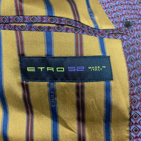 ETRO Size 42 Purple & Red Print Cotton Notch Lapel Sport Coat