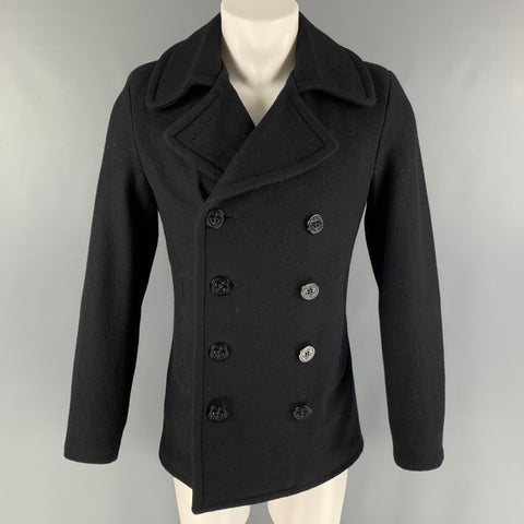 SCHOTT Abrigo estilo chaquetón de nailon y lana lisa en negro Talla M