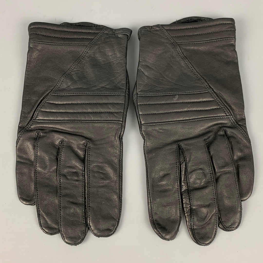 OLYMPIA Black Solid Leather Gloves