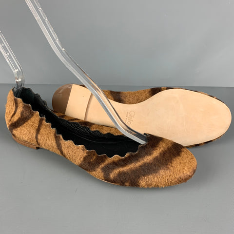 CHLOE Size 8.5 Brown Animal Print Calf hair Ballet Flats