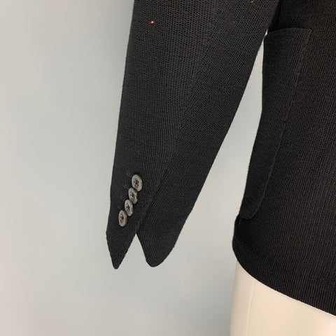 ST CROIX Size 36 Black Knitted Wool Notch Lapel Sport Coat