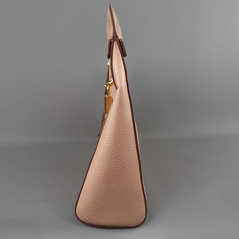 TOM FORD Nude Textured Leather Gold Padlock ALIX Clutch Handbag