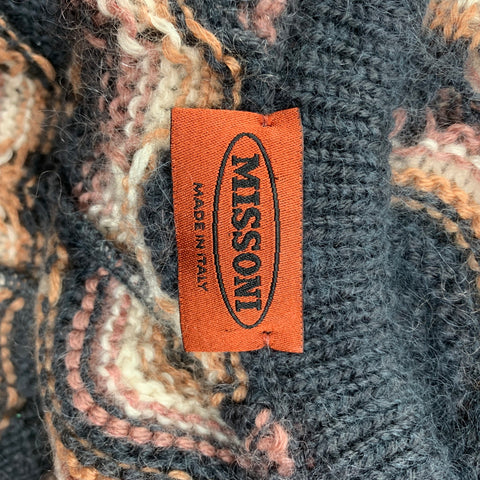 MISSONI Size 6 Dark Gray & Rose Knitted Wool / Mohair Knitted Coat