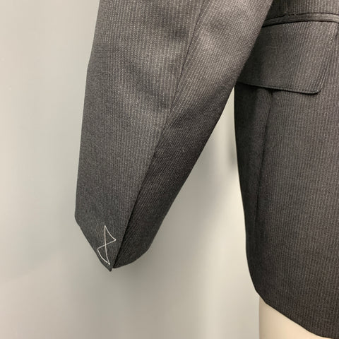 R13 Size M Charcoal Pinstripe Wool Shawl Collar Sport Coat