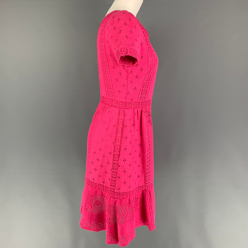 VALENTINO Size 4 Pink Cotton Nylon Lace Short Sleeve Dress – Sui Generis  Designer Consignment