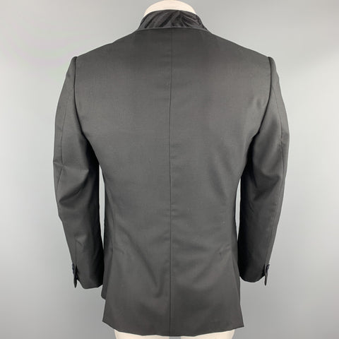 PAUL SMITH Size 40 Black Embroidery Wool Shawl Collar Sport Coat