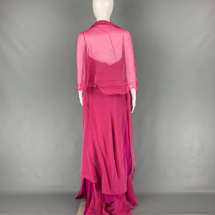 DANES Size 8 Fuchsia Silk Strapless A-line Gown Dress