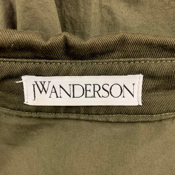 JWANDERSON Talla M Camisa extragrande de manga larga de algodón con patchwork verde oliva