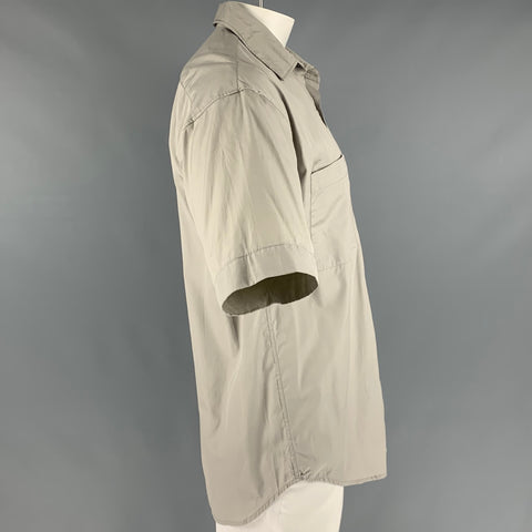 ARPENTEUR Size L Grey Cotton Short Sleeve Shirt