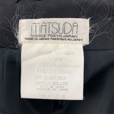 MATSUDA Size M Black Wool / Polyester Double Breasted Coat